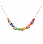Rainbow Beads and Cubes Necklace 